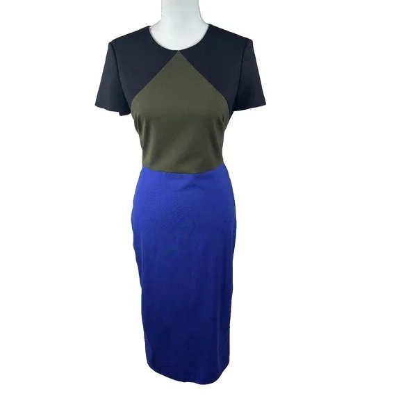 VTG Diane Von Furstenberg‎ Midi Dress Color block Women's Sz 6 Bodycon Career - Picture 2 of 8